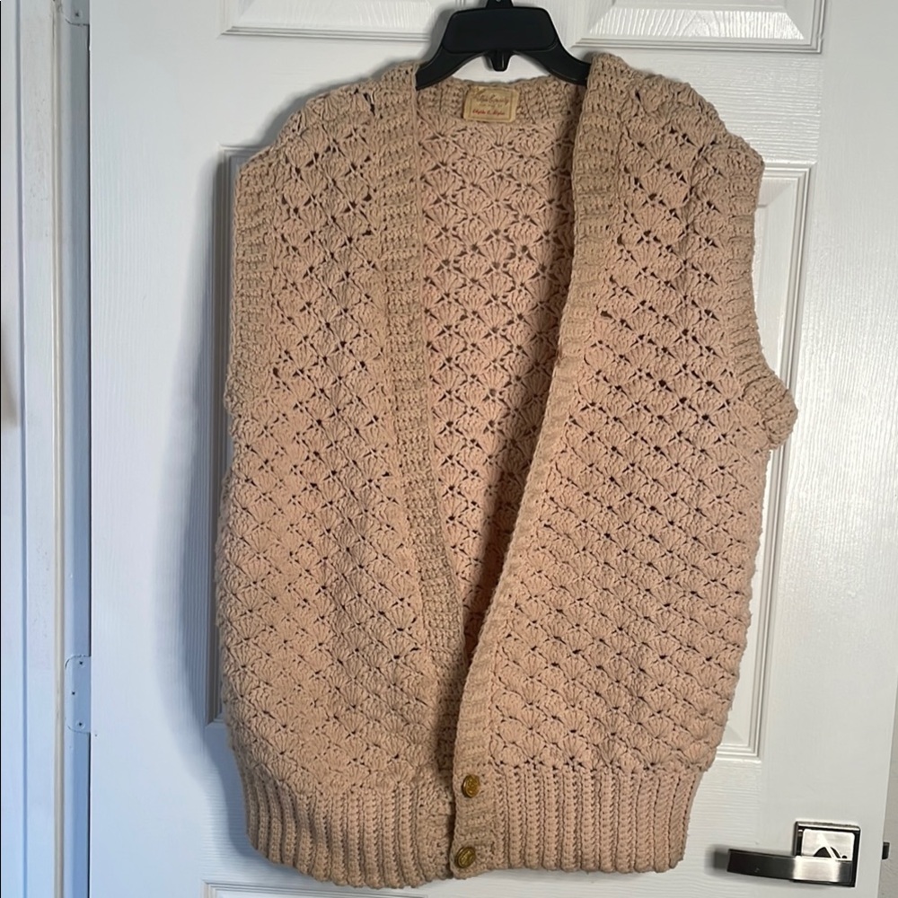 Handmade Crochet vest with seal of Alaska buttons